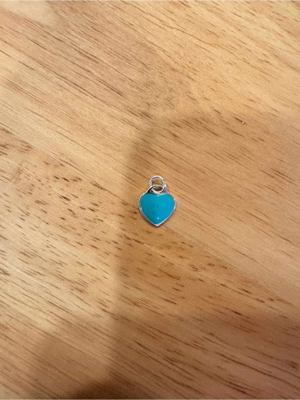 Sterling Heart Charm Pendant in Turquoise Blue